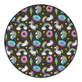 Girly Unicorn Donut Pattern Print Round Floor Mat