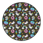 Girly Unicorn Donut Pattern Print Round Floor Mat