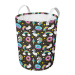 Girly Unicorn Donut Pattern Print Round Laundry Basket