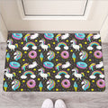 Girly Unicorn Donut Pattern Print Rubber Doormat
