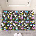 Girly Unicorn Donut Pattern Print Rubber Doormat