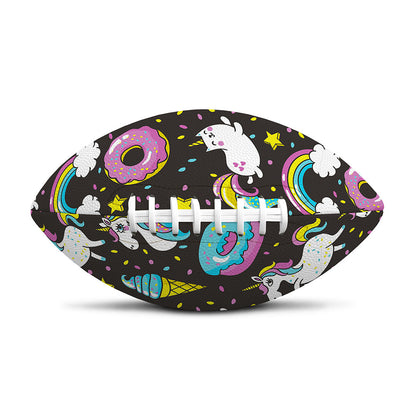Girly Unicorn Donut Pattern Print Rugby Ball
