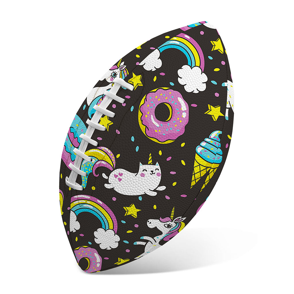 Girly Unicorn Donut Pattern Print Rugby Ball