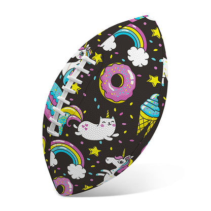 Girly Unicorn Donut Pattern Print Rugby Ball