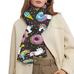 Girly Unicorn Donut Pattern Print Scarf
