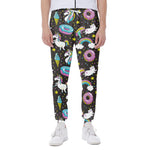 Girly Unicorn Donut Pattern Print Scuba Joggers