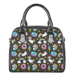 Girly Unicorn Donut Pattern Print Shoulder Handbag