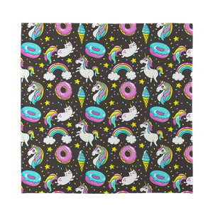 Girly Unicorn Donut Pattern Print Silk Bandana