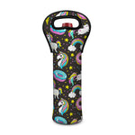 Girly Unicorn Donut Pattern Print Single Neoprene Wine Tote