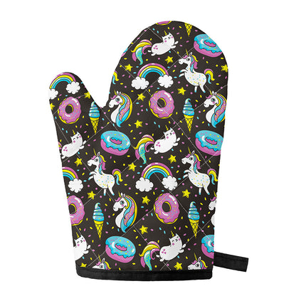 Girly Unicorn Donut Pattern Print Single Oven Mitt