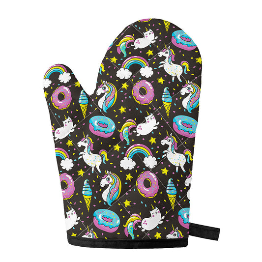 Girly Unicorn Donut Pattern Print Single Oven Mitt