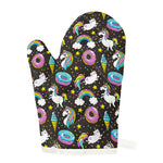 Girly Unicorn Donut Pattern Print Single Oven Mitt