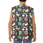 Girly Unicorn Donut Pattern Print Sleeveless Baseball Jersey