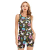 Girly Unicorn Donut Pattern Print Sleeveless One Piece Swimsuit