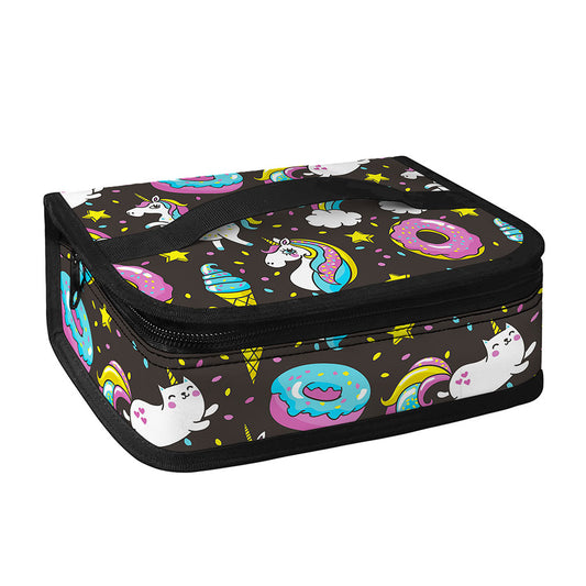 Girly Unicorn Donut Pattern Print Small Lunch Bag