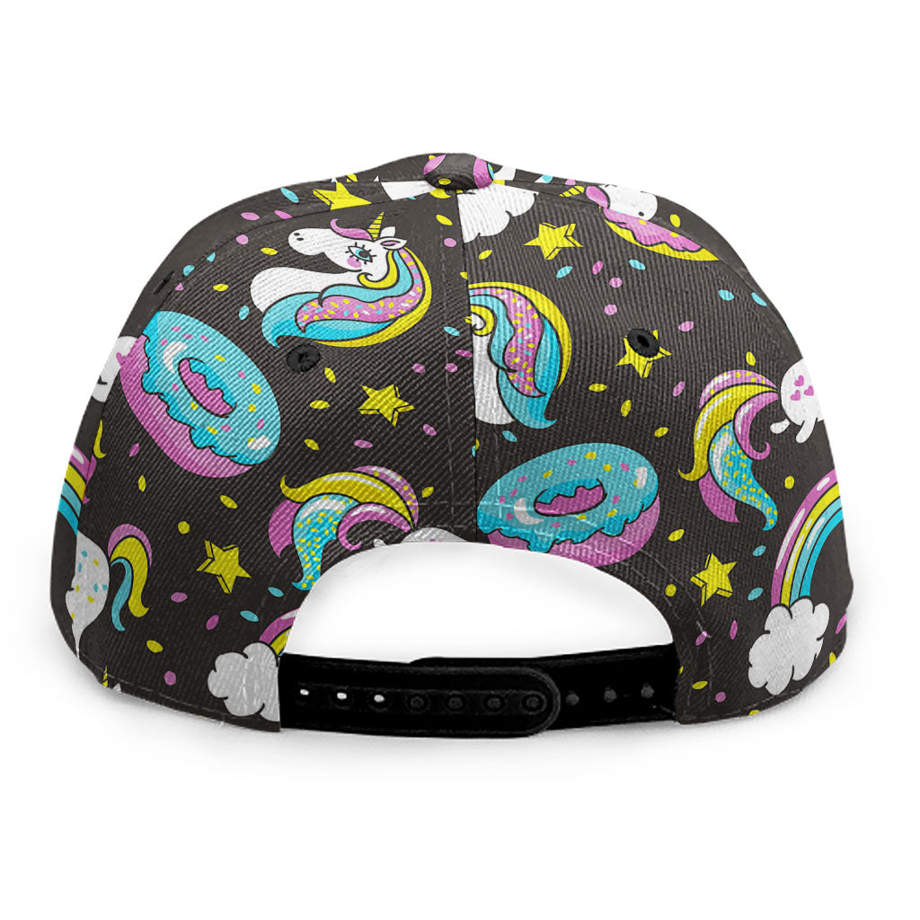 Girly Unicorn Donut Pattern Print Snapback Cap