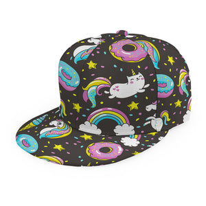 Girly Unicorn Donut Pattern Print Snapback Cap