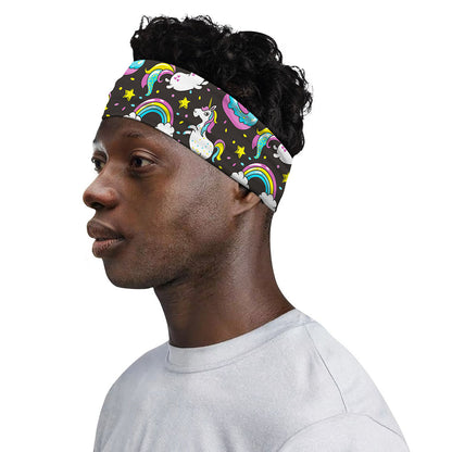 Girly Unicorn Donut Pattern Print Sports Headband
