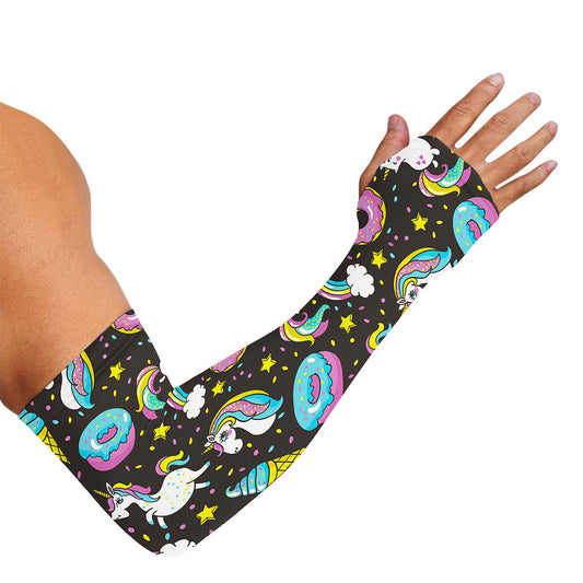 Girly Unicorn Donut Pattern Print Sun Protection Arm Sleeves