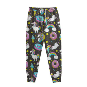 Girly Unicorn Donut Pattern Print Sweatpants