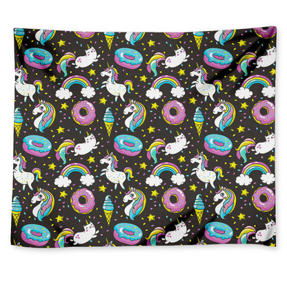 Girly Unicorn Donut Pattern Print Tapestry