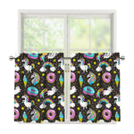 Girly Unicorn Donut Pattern Print Tier Curtains