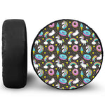 Girly Unicorn Donut Pattern Print Tire Cover