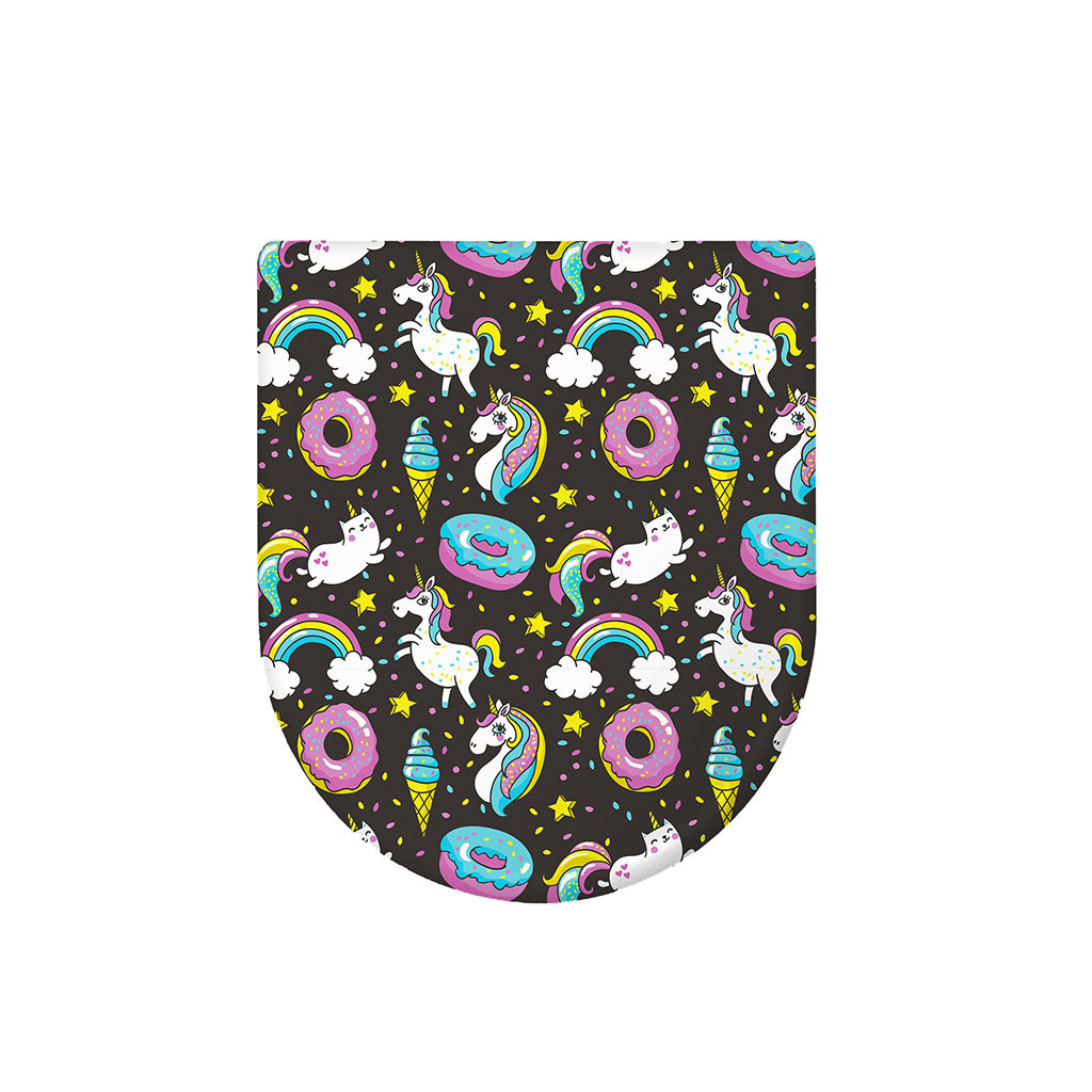 Girly Unicorn Donut Pattern Print Toilet Lid Cover