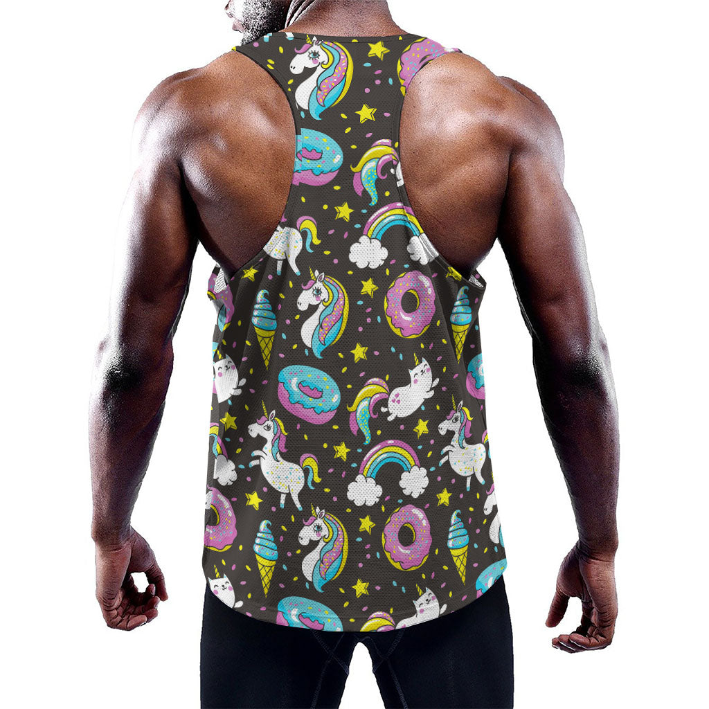 Girly Unicorn Donut Pattern Print Training Tank Top