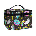 Girly Unicorn Donut Pattern Print Travel Makeup Bag