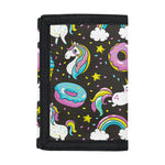 Girly Unicorn Donut Pattern Print Trifold Wallet