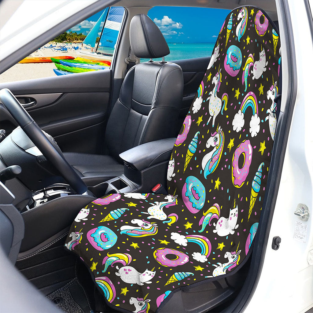 Girly Unicorn Donut Pattern Print Waterproof Car Seat Cover