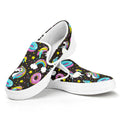 Girly Unicorn Donut Pattern Print White Slip On Sneakers
