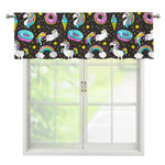 Girly Unicorn Donut Pattern Print Window Valance
