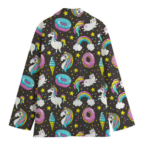 Girly Unicorn Donut Pattern Print Women's Blazer