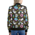Girly Unicorn Donut Pattern Print Women's Bomber Jacket