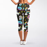 Girly Unicorn Donut Pattern Print Women's Capri Leggings