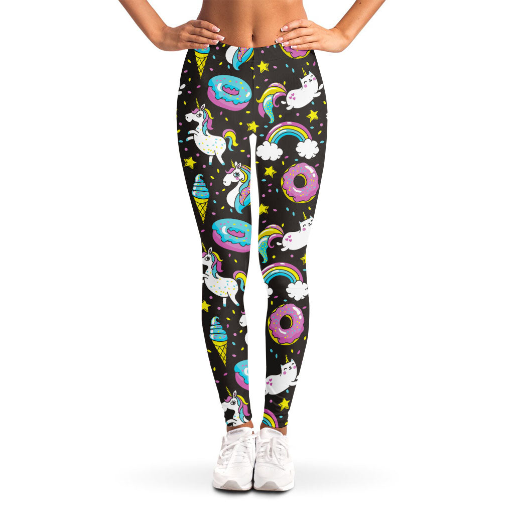 Girly Unicorn Donut Pattern Print Women's Leggings