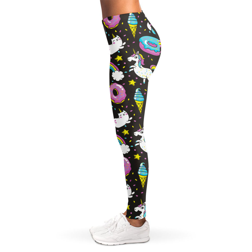 Girly Unicorn Donut Pattern Print Women's Leggings