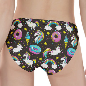 Girly Unicorn Donut Pattern Print Women's Panties