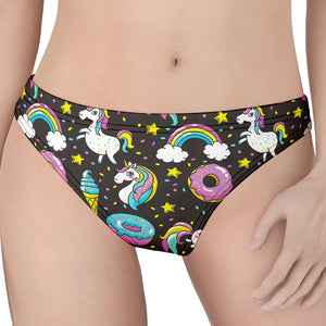 Girly Unicorn Donut Pattern Print Women's Thong