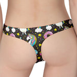 Girly Unicorn Donut Pattern Print Women's Thong