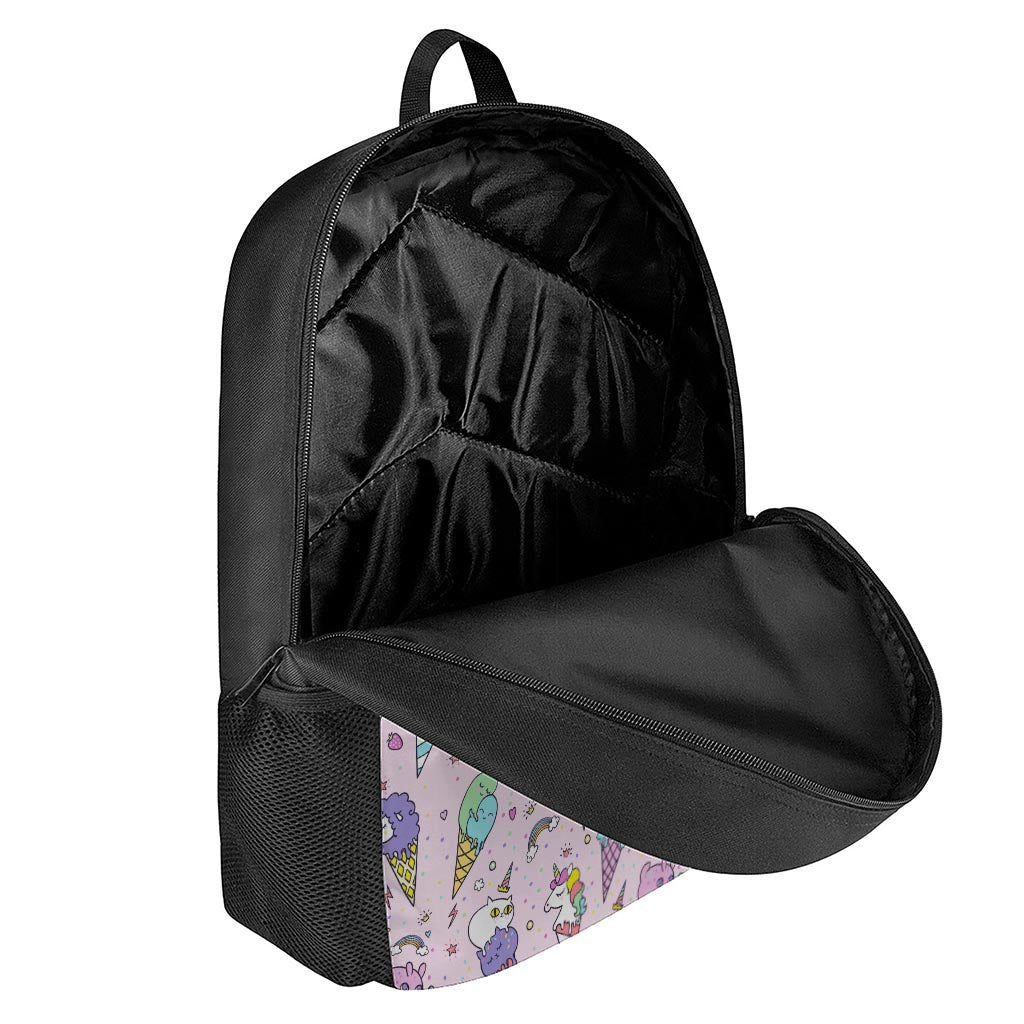 Girly Unicorn Ice Cream Pattern Print 17 Inch Backpack