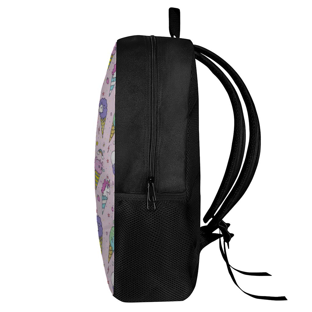 Girly Unicorn Ice Cream Pattern Print 17 Inch Backpack