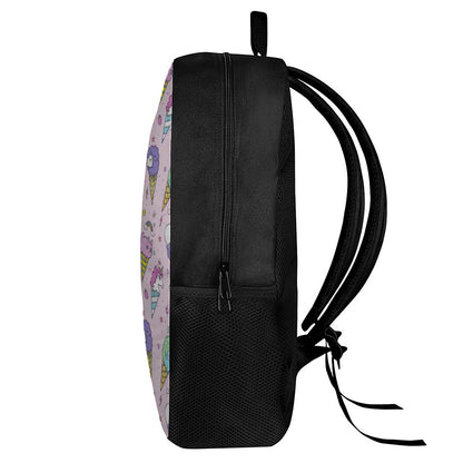 Girly Unicorn Ice Cream Pattern Print 17 Inch Backpack