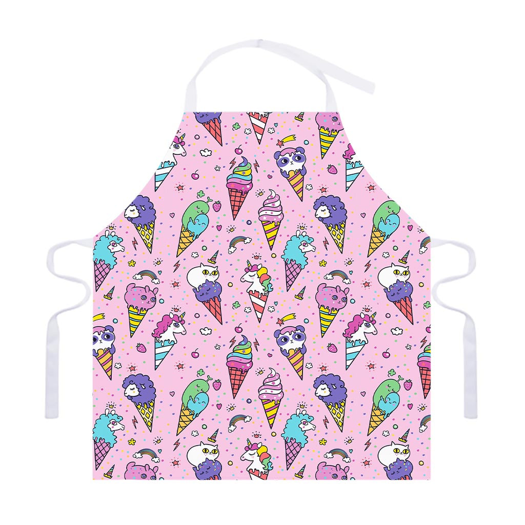 Girly Unicorn Ice Cream Pattern Print Adjustable Apron