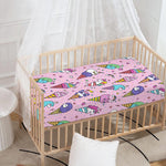 Girly Unicorn Ice Cream Pattern Print Baby Crib Sheet