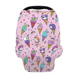 Girly Unicorn Ice Cream Pattern Print Baby Seat Cover