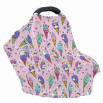 Girly Unicorn Ice Cream Pattern Print Baby Seat Cover