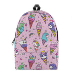 Girly Unicorn Ice Cream Pattern Print Backpack